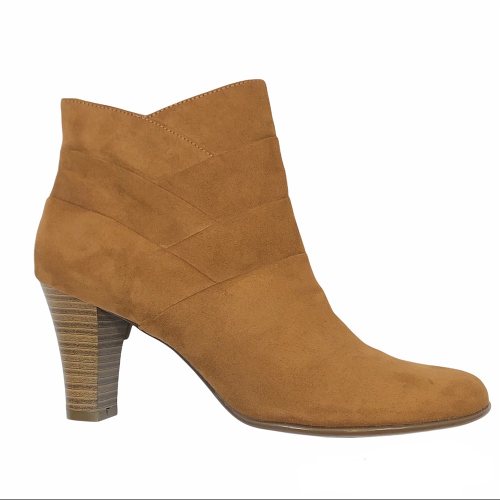 New! A2 by Aerosoles Tan Faux Suede Heeled Ankle Boot Women's Size 11